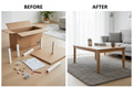 IKEA Table Assembly Before and After