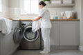 Loading laundry into washing machine