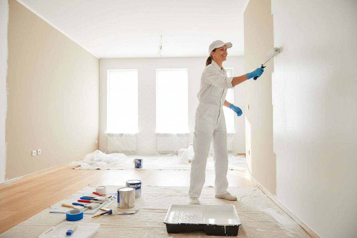 Painter and decorator at work