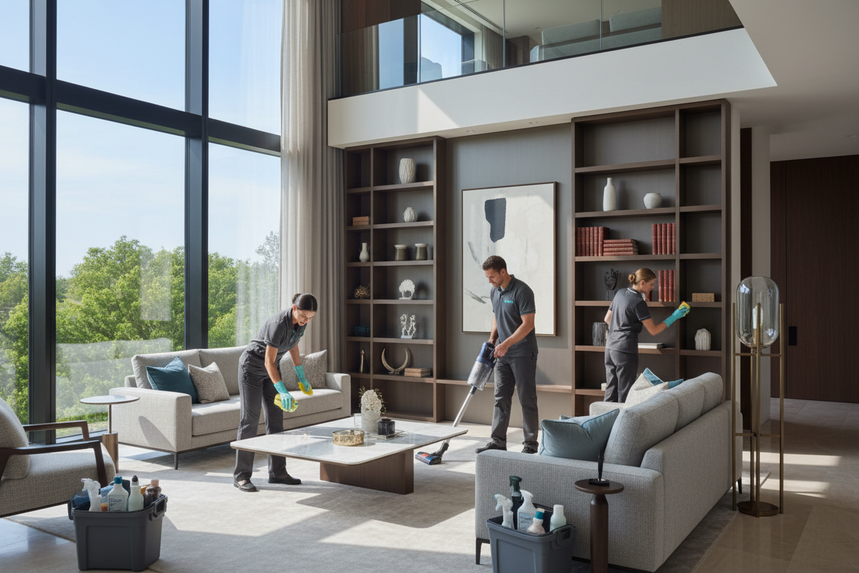 People cleaning a home