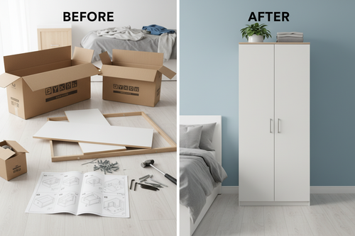 Wardrobe Assembly Before and After